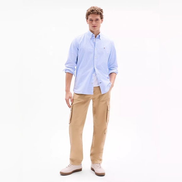 Tommy Hilfiger Blue White Stripe Button Up Shirt ThFlex Shirt XL new - Picture 3 of 16